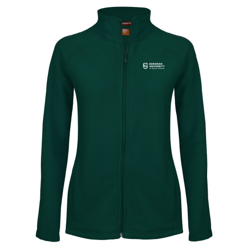  Womens Dark Green Fleece Full Zip Jacket - Sonoran Logo