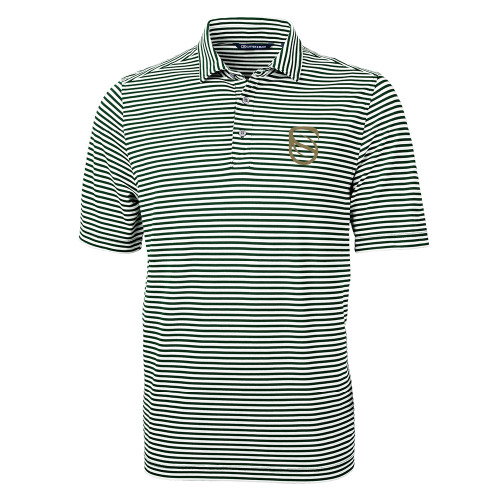  C&B Hunter Green Virtue Eco Pique Stripe Polo - Icon