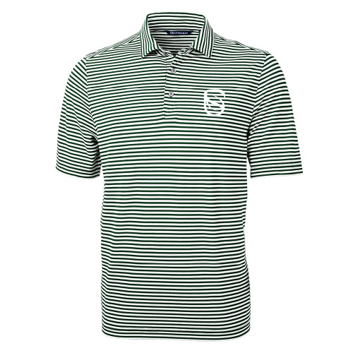  C&B Hunter Green Virtue Eco Pique Stripe Polo - Icon