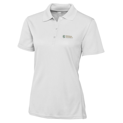  C&B Womens White Clique Ice Pique Polo - Sonoran Logo