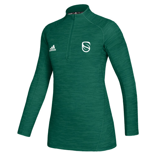 Adidas Womens Dark Green Game Mode 1/4 Zip - Icon
