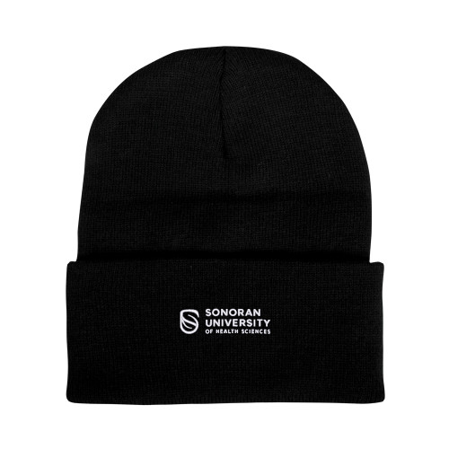  Black Knit Beanie w/Cuff - Sonoran Logo