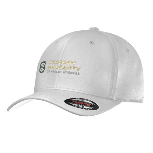  White Flexfit Structured Low Profile Hat - Sonoran Logo