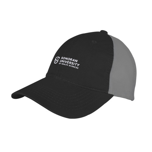  Black/Charcoal Mesh Back Unstructured Low Profile Hat - Sonoran Logo