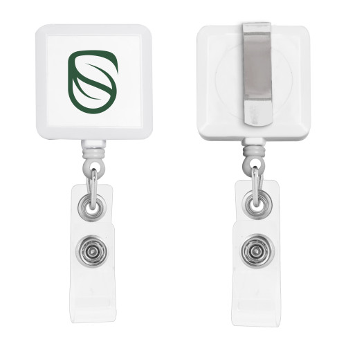  White Square Retractable Badge Holder - Icon
