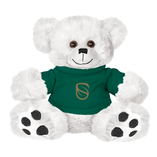 Plush Big Paw 8 1/2 inch White Bear w/Dark Green Shirt - Icon