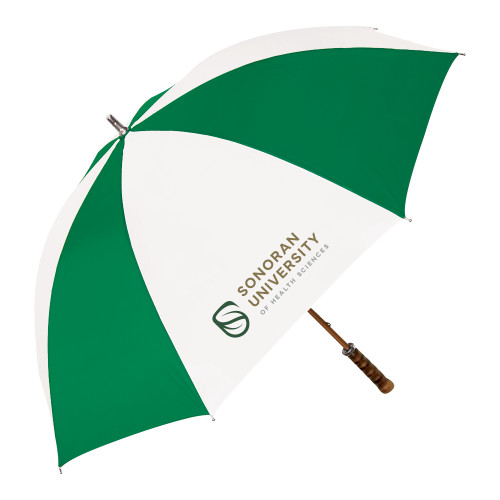  64 Inch Kelly Green/White Umbrella - Sonoran Logo