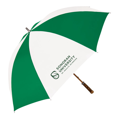  64 Inch Kelly Green/White Umbrella - Sonoran Logo