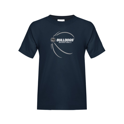  Youth Navy T Shirt - Basketball Side View Design