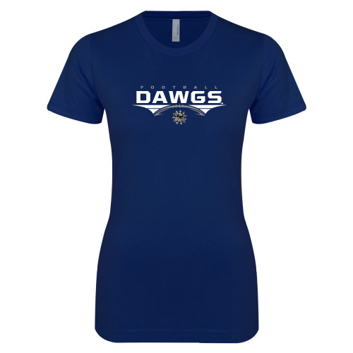  Next Level Womens Navy Boyfriend Tee - Abstract Football Design