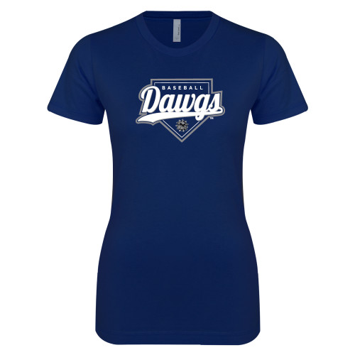  Next Level Womens Navy Boyfriend Tee - Baseball Plate Design