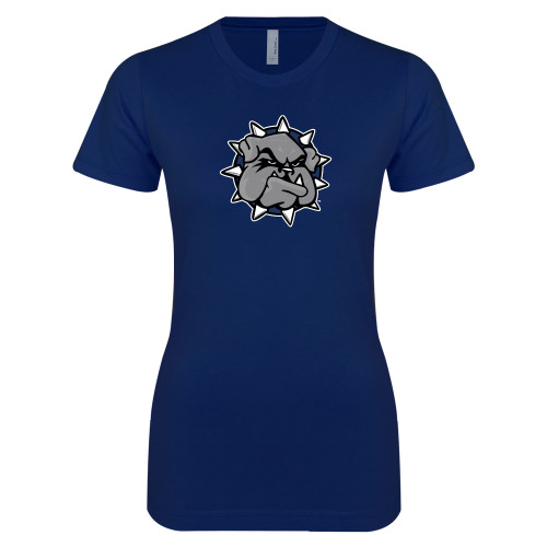  Next Level Womens Navy Boyfriend Tee - Bulldog Head