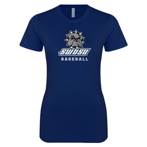  Next Level Womens Navy Boyfriend Tee - Baseball