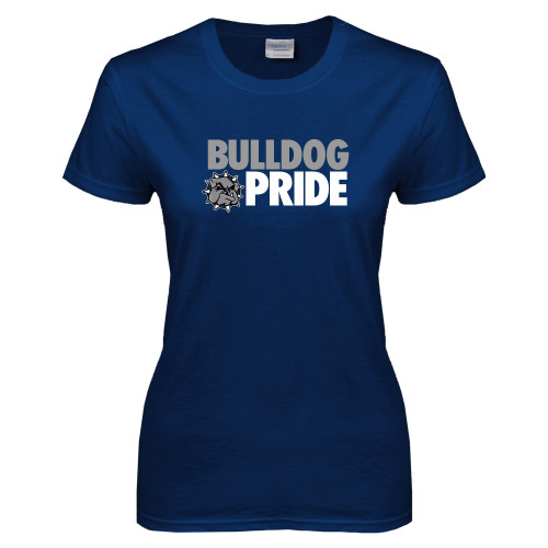  Womens Short Sleeve Navy Tee - Bulldog Pride