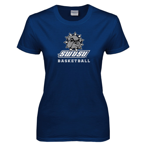  Womens Short Sleeve Navy Tee - Basketball