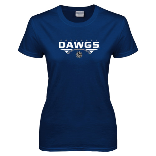  Womens Short Sleeve Navy Tee - Abstract Football Design