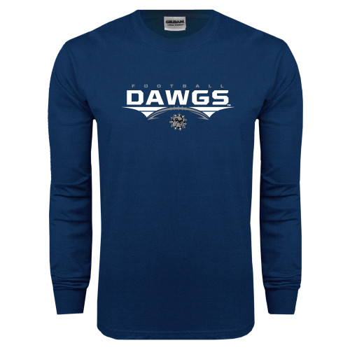  Navy Long Sleeve T-Shirt - Abstract Football Design