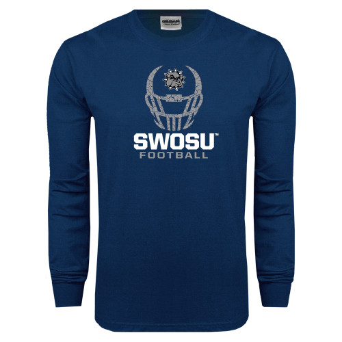  Navy Long Sleeve T-Shirt - Football Helmet Design