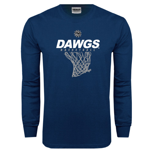  Navy Long Sleeve T-Shirt - Basketball Net Design