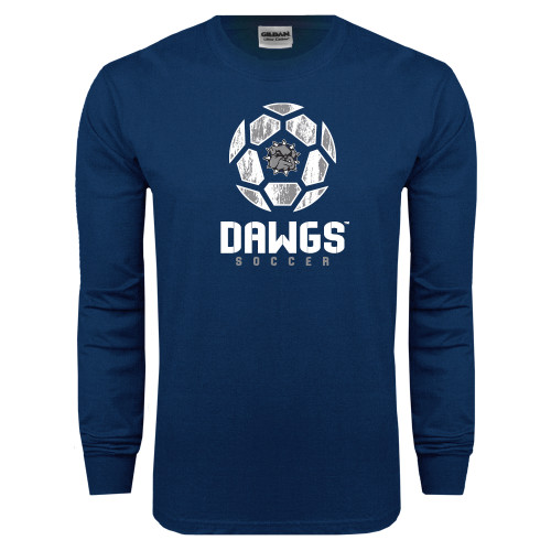  Navy Long Sleeve T-Shirt - Soccer Ball Design