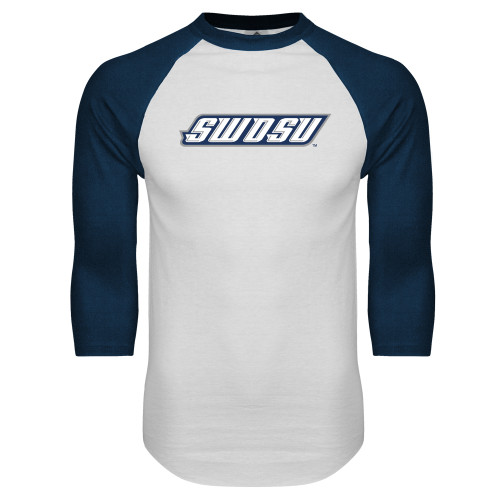  White/Navy Raglan Baseball T Shirt - SWOSU