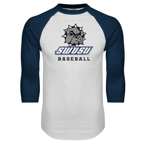  White/Navy Raglan Baseball T Shirt - Baseball