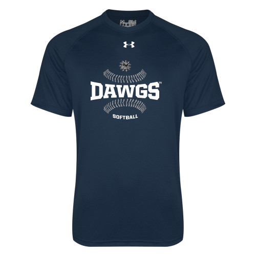  Under Armour Navy Tech Tee - Softball Seams Design