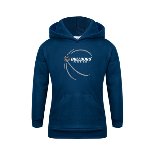  Youth Navy Fleece Hoodie - Basketball Side View Design