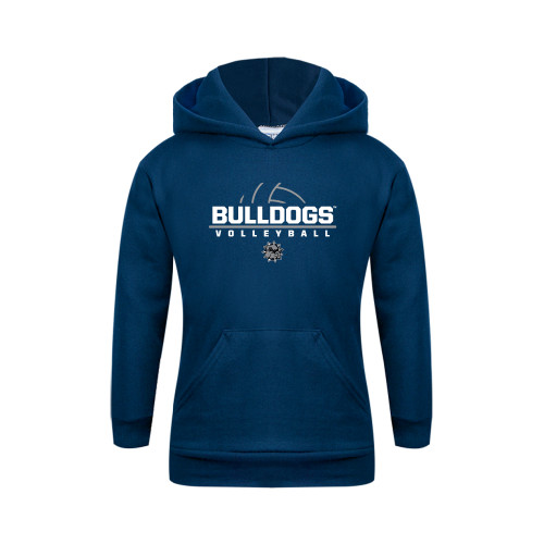  Youth Navy Fleece Hoodie - Volleyball Half Ball Design