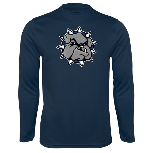  Navy Performance Long Sleeve Shirt - Bulldog Head