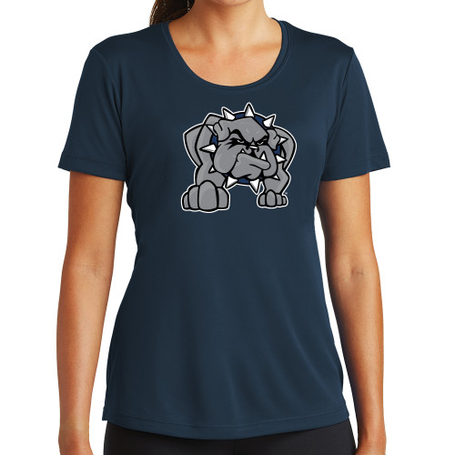  Womens Navy Performance Tee - Bulldog