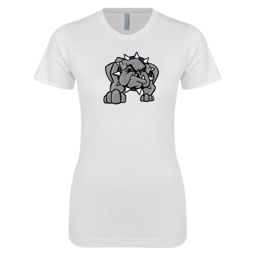  Next Level Womens White Boyfriend Tee - Bulldog