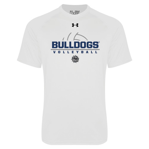  Under Armour White Tech Tee - Volleyball Half Ball Design