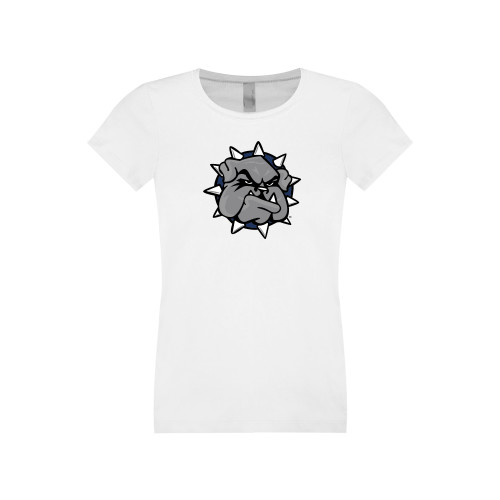 Next Level Girls White Fashion Fit T Shirt - Bulldog Head