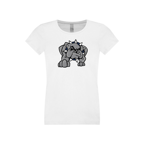  Next Level Girls White Fashion Fit T Shirt - Bulldog