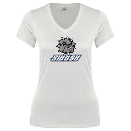  Next Level Womens White Ideal V Tee - Primary Mark