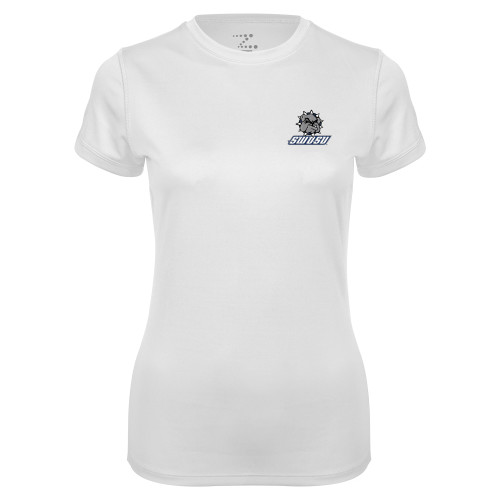  Womens White Performance Tee - Primary Mark