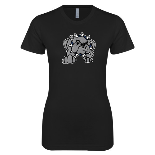 Next Level Womens Black Boyfriend Tee - Bulldog