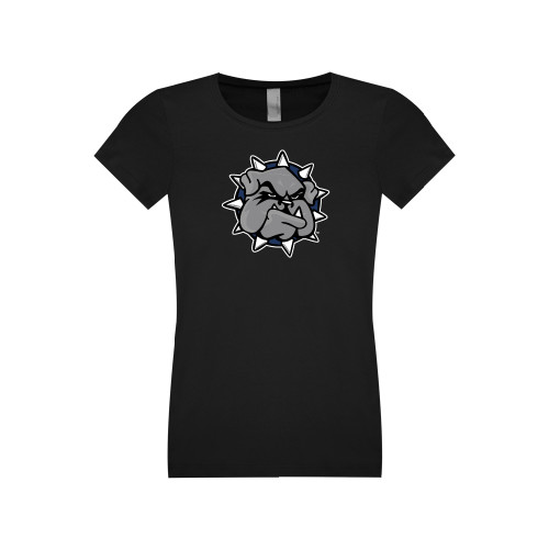  Next Level Girls Black Fashion Fit T Shirt - Bulldog Head