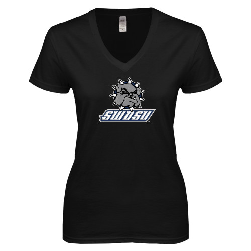  Next Level Womens Black Ideal V Tee - Primary Mark