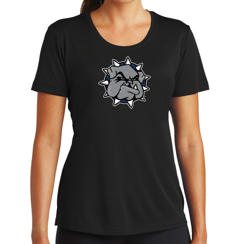  Womens Black Performance Tee - Bulldog Head
