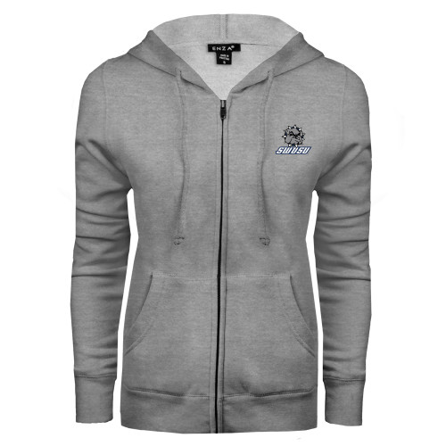 ENZA Womens Grey Fleece Full Zip Hoodie - Primary Mark