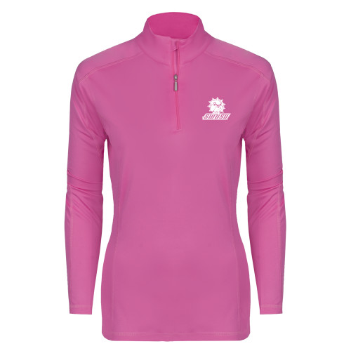  Syntrel Womens Raspberry Interlock 1/4 Zip - Primary Mark