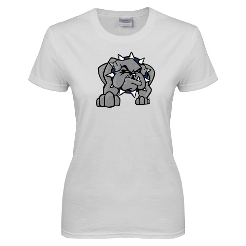 Womens White Short Sleeve Tee - Bulldog