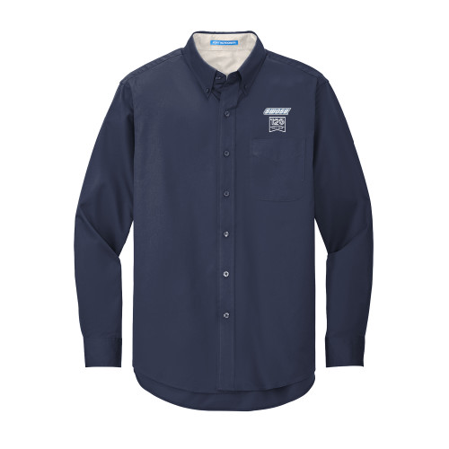  Navy Twill Button Down Long Sleeve - SWOSU Stacked Wordmark 125 Years