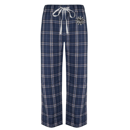  Navy/White Flannel Pajama Pant - Bulldog Head