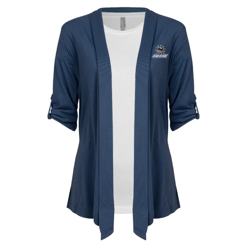  Womens Navy Drape Front Cardigan Sweater  - Primary Mark