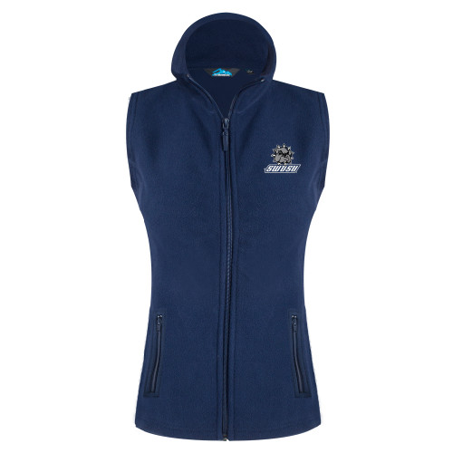  Womens Navy Fleece Full Zip Vest - Primary Mark