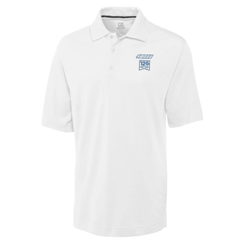  C&B White Advantage TriBlend Pique Polo - SWOSU Stacked Wordmark 125 Years