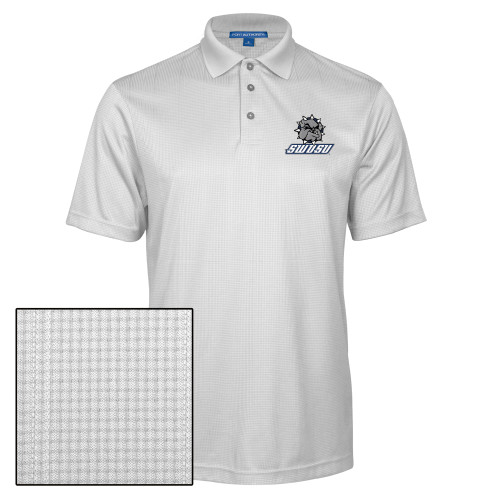  White Performance Fine Jacquard Polo - Primary Mark